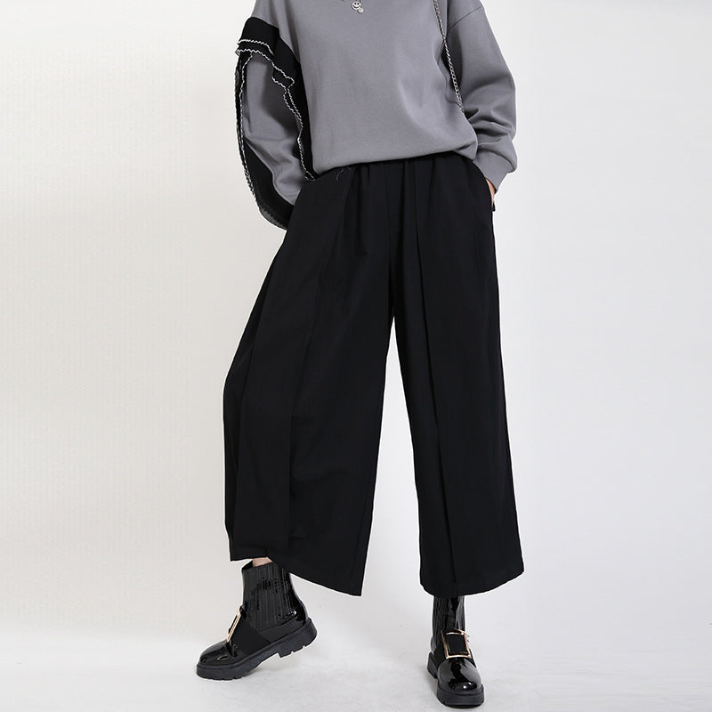 Pantaloni culotte neri dalla linea ampia — Nero