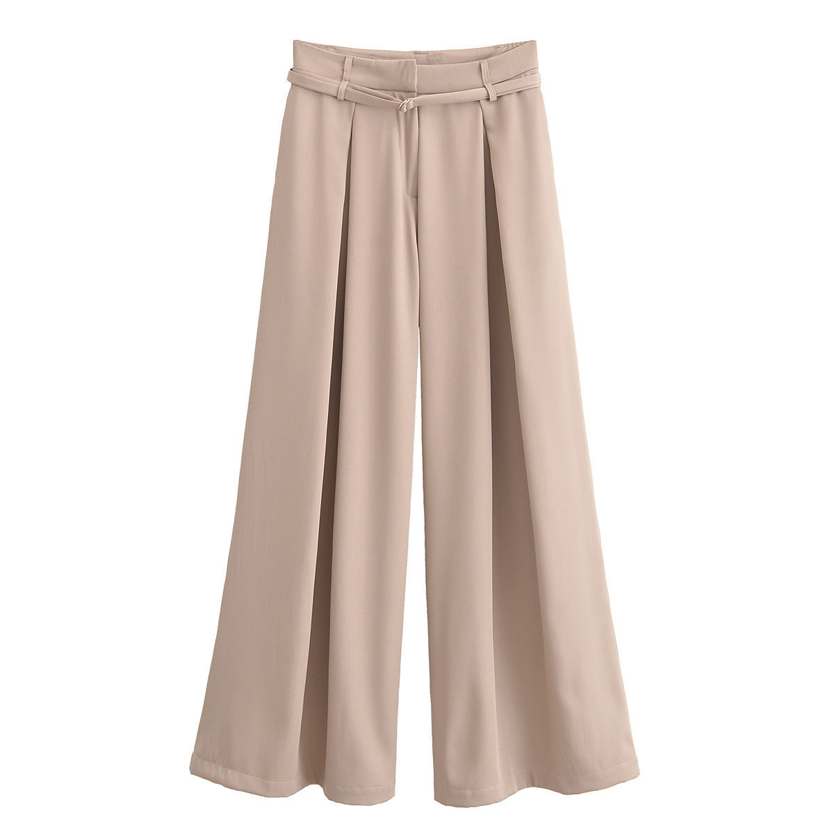 Pantaloni beige con cintura sottile e pieghe — Beige