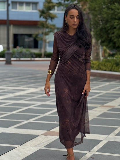 Abito lungo in tulle incrociato — vista 1