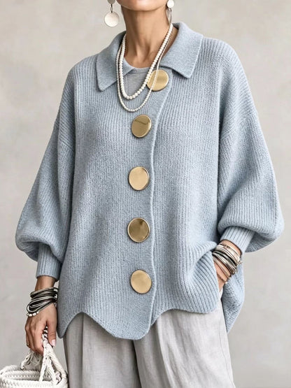 Cardigan oversize con bottoni dorati — vista 3
