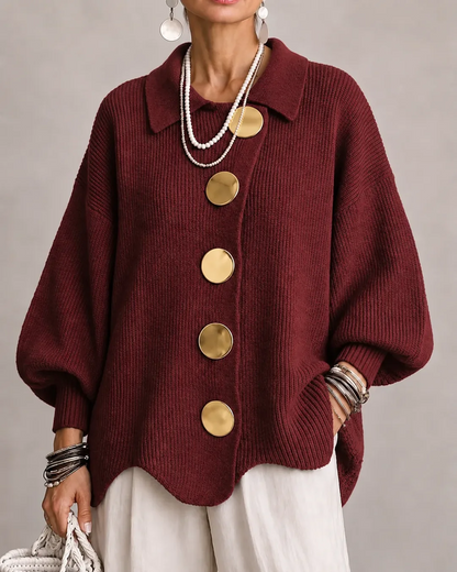 Cardigan oversize con bottoni dorati — Bordeaux