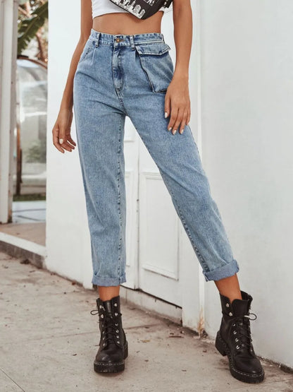 Jeans dritti a vita alta — dettaglio e colore 4