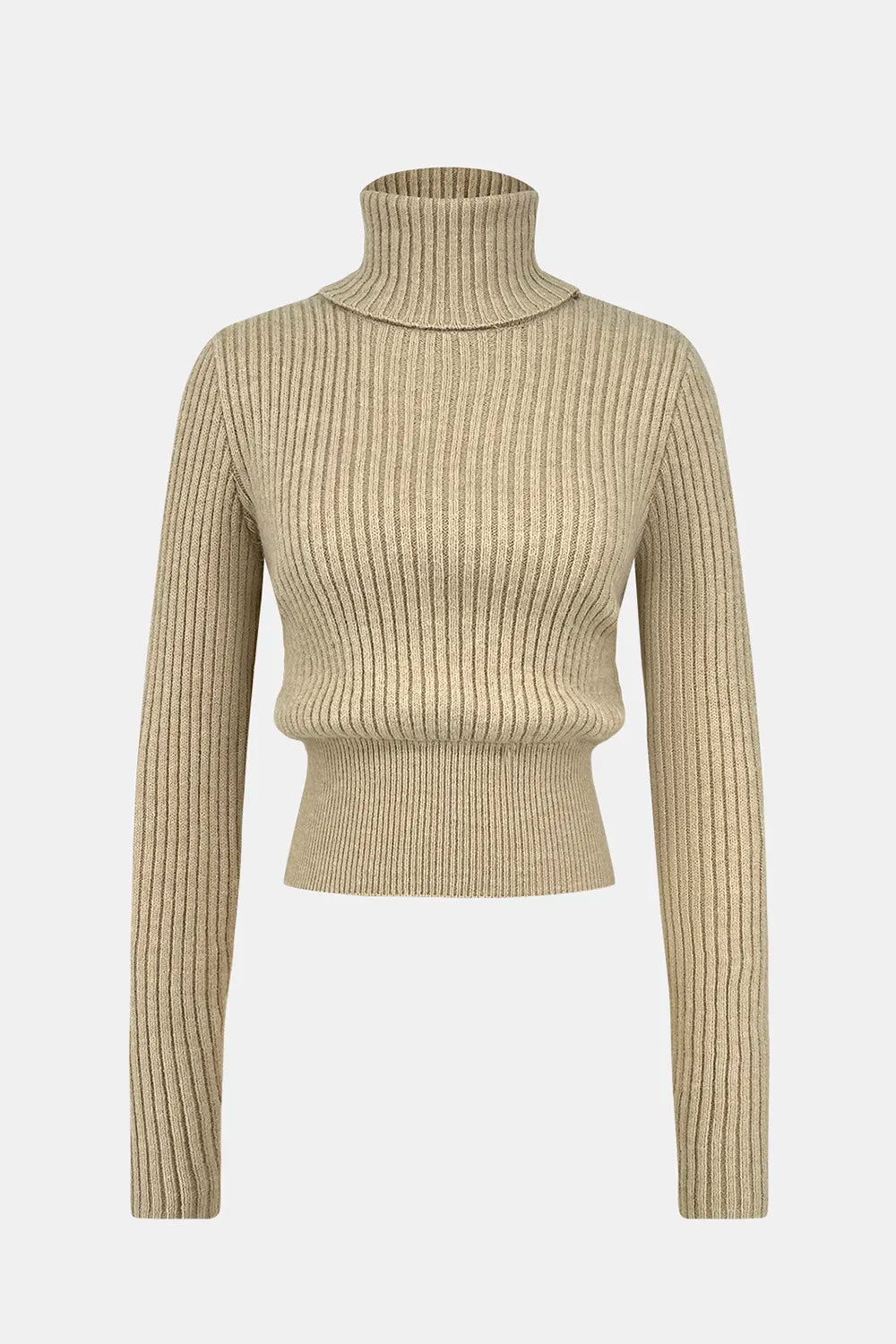 Maglia corta a coste con collo alto — vista completa