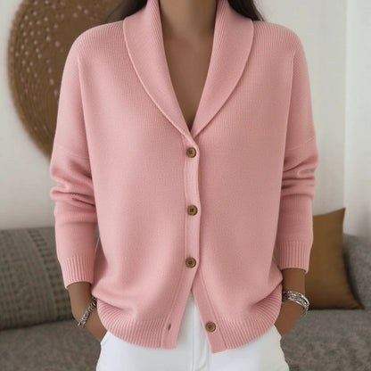 Cardigan morbido con collo ampio — vista completa