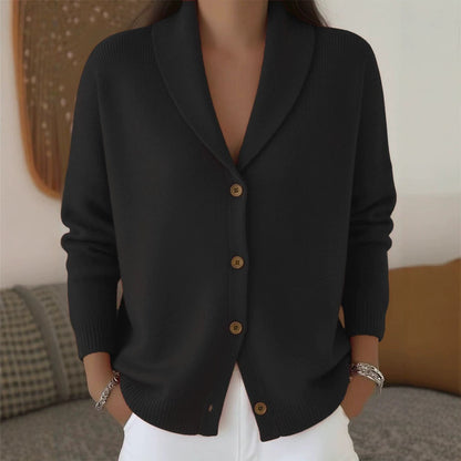 Cardigan morbido con collo ampio — dettaglio e colore 3
