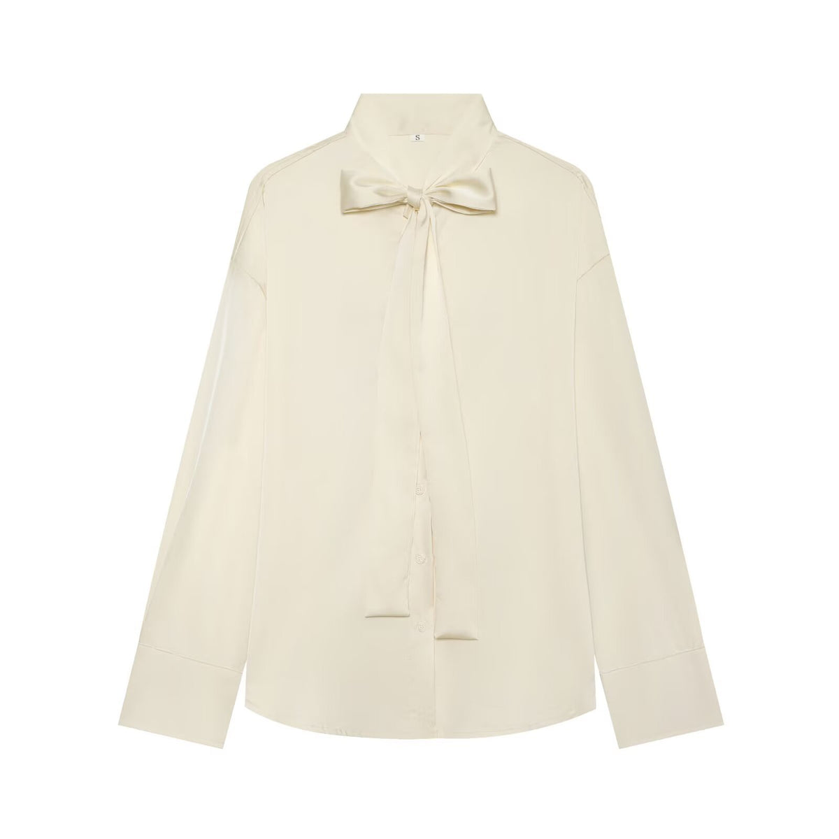 Camicia satinata con fiocco — dettaglio e colore 3
